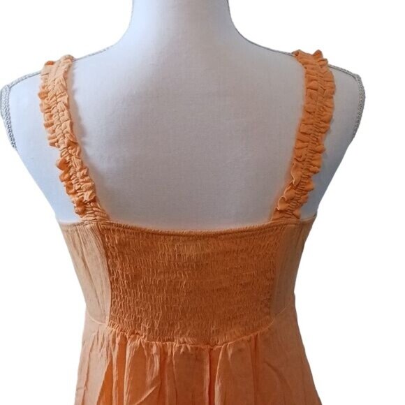 NEW Love Fire Ruffle Strap Tiered Empire Waist Mini‎ Dress Orange Juniors L - Picture 6 of 13